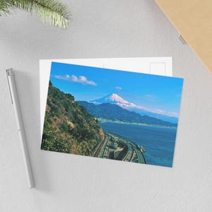 route côtière du mont Fuji - carte postale | Paysage pittoresque du Japon | Souvenir de voyage | Carte d'art japonais