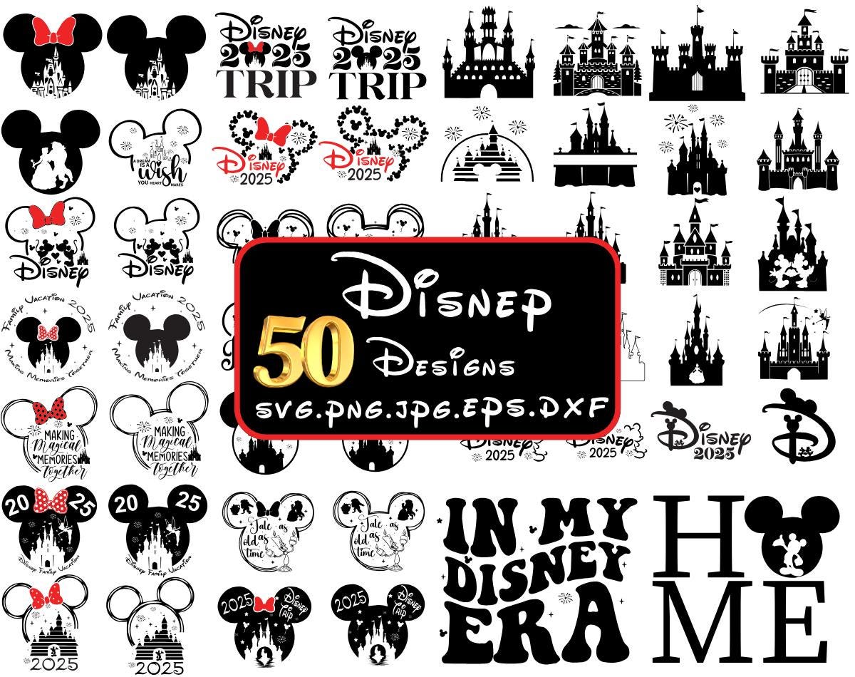 Castle SVG bundle, princess SVG, castle clipart, M. Mouse, magic kingdom SVG, cut files for Cricut and Silhouette, instant download.