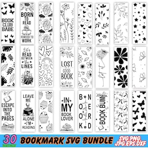 Pacchetto segnalibri SVG: design floreali, retrò e con citazioni. Ideale per bambini. Compatibile con Cricut e Silhouette. Download immediato.