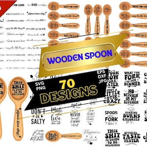 Paquete SVG de cuchara de madera: citas divertidas sobre la cocina, dichos sobre mangos de cucharas, citas sobre espátulas y diseños SVG de cocina.