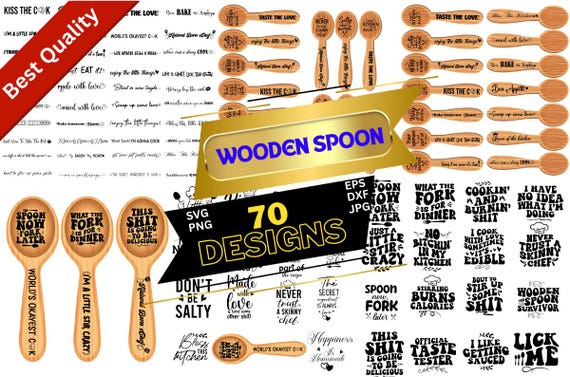 Funny Kitchen Quotes - Wooden Spoon SVG Bundle (70 Designs) (Digital Download)