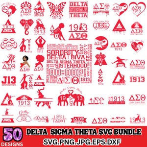 Paquete SVG Delta Sigma Theta: Signo de mano de 1913, Sonoridad de Hermandad, signo de horario de verano, clipart de AEO. Compatible con Cricut y Silhouette, descarga instantánea.