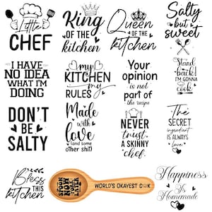 Frases divertidas de cocina - Paquete SVG de cucharas de madera (70 diseños) (Descarga digital) imagen 5