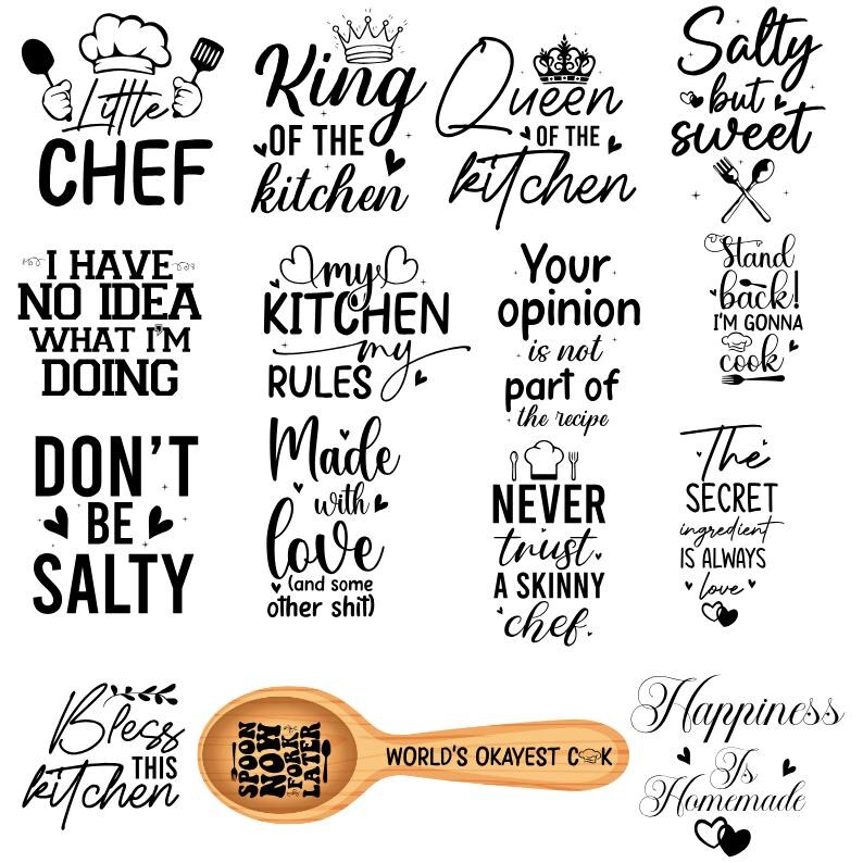 Frases divertidas de cocina - Paquete SVG de cucharas de madera (70 diseños) (Descarga digital) imagen 5