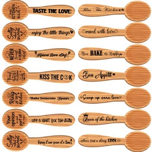 Frases divertidas de cocina - Paquete SVG de cucharas de madera (70 diseños) (Descarga digital) imagen 3