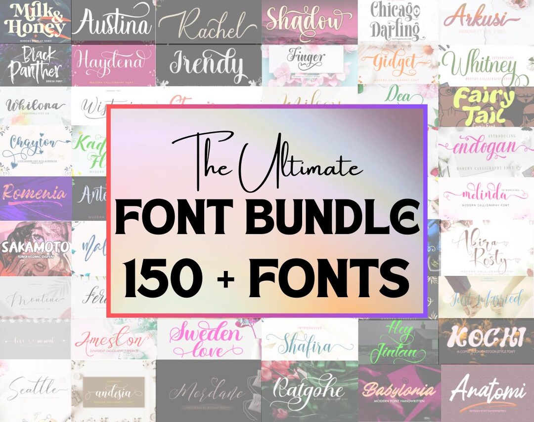 150+ Fonts Bundle: Script, Wedding, Elegant Logo Fonts (OTF & TTF) - Etsy