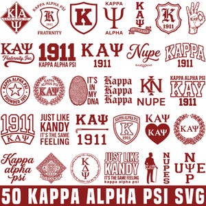May include: A collection of dark red Kappa Alpha Psi fraternity graphic designs, including various logos, shields, Greek letters, the text 1911, Nupe, and phrases like It's In My DNA and Just Like Kandy It's The Same Feeling, arranged in a grid format.