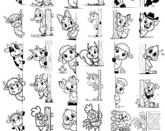 Peeking Animals SVG Bundle | 30 Funny Designs, Cricut Cut Files