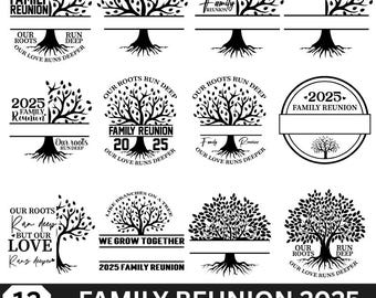 Family Reunion 2025 Tree SVG & PNG Designs: Deep Roots Family Tree for Shirts and Cricut , Instant download