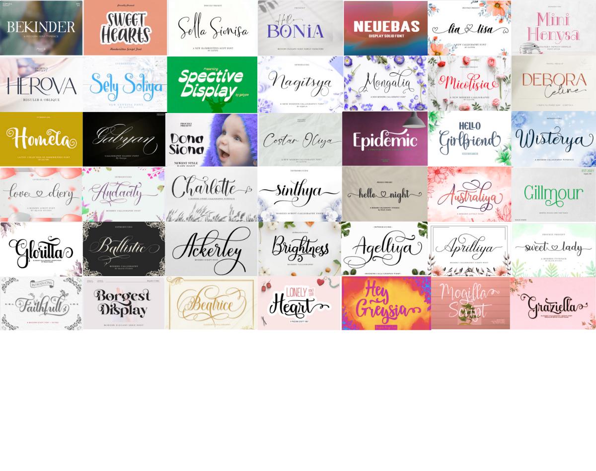 150+ Fonts Bundle: Script, Wedding, Elegant Logo Fonts (OTF & TTF) - Etsy