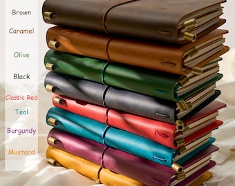 Personalized TN Notebook, Crazy Horse Leather Journal, Birth Flower Engraved, Refillable A5 B6 Traveler’s Notebook Gift