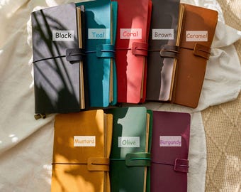 Personalized Crazy Horse Leather Traveler's Notebook, Refillable Journal (A5/B6)