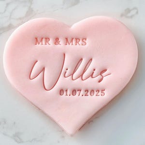Mr & Mrs Name Datum Fondant Stempel - Hochzeitskeks Keks Prägeform - Kuchenglasur Cupcake Schablone - Tonwerkzeug