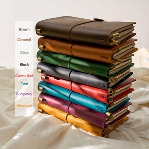 Personalized TN Notebook, Crazy Horse Leather Journal, Birth Flower Engraved Traveler’s Notebook, Mother’s Day Gift, Retirement Gift, A5 B6