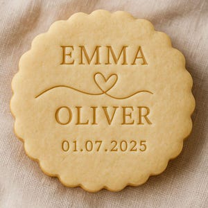Custom Mr and Mrs Name Date Fondant Stamp – Wedding Cookie Biscuit Embosser – Cake Icing Cupcake Stencil – Clay Tool