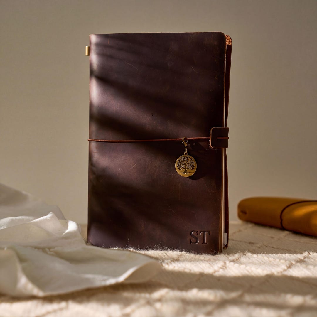 Personalized Crazy Horse Leather Traveler's Notebook, Refillable ...