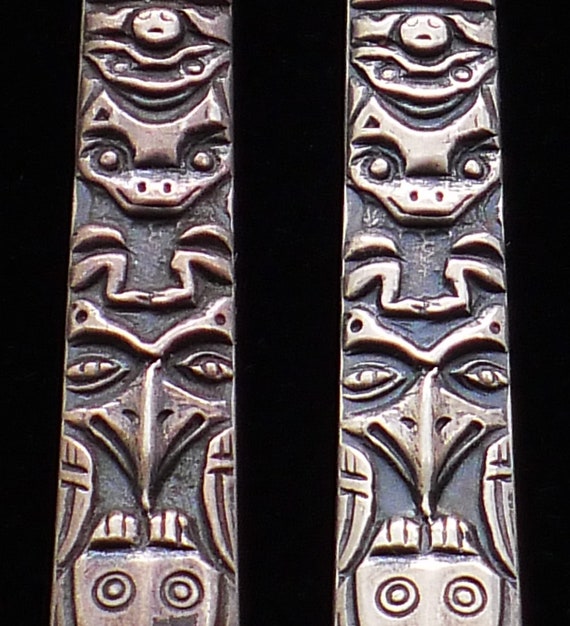 Northwest Coast Sterling Silver Totem Pole Dangle 