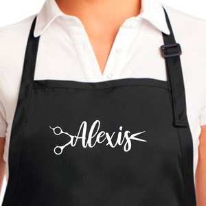 Custom Hairdresser Apron with Pockets - Personalized Salon Apron for Stylists,  Barber Apron with Name or Logo - Unique Hair Stylist Gift