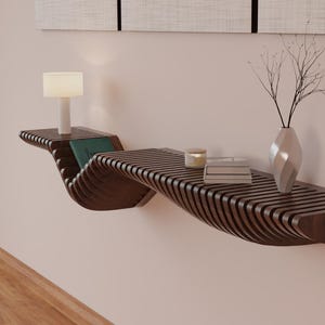 Parametric Wall Shelf CNC Cutting Files, Floating Shelf Design, Wavy TV Unit Decor, Unique Wall Stand, Parametric Wall Art, Digital Files