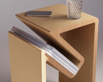 Magazin Beistelltisch CNC Schneidedateien | Parametrische Moderne Digitale Möbel | Minimalistisches Funktionales Nachttisch Design | Zum Selbermachen
