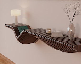 Parametric Wall Shelf CNC Cutting Files, Floating Shelf Design, Wavy TV Unit Decor, Unique Wall Stand, Parametric Wall Art, Digital Files