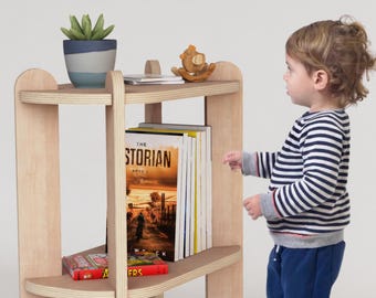 Archivos CNC para estantería Montessori, planos digitales de muebles infantiles de madera contrachapada para guardería, planos de carpintería para estantería pequeña de madera para juguetes (dxf, dwg, pdf)