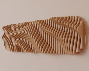 Parametrische golvende muurkunst CNC-bestanden, decoratief houten paneelontwerp, digitale lasergesneden bestanden, dxf dwg pdf