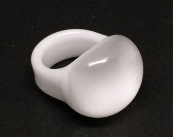 White Blown Glass Ring