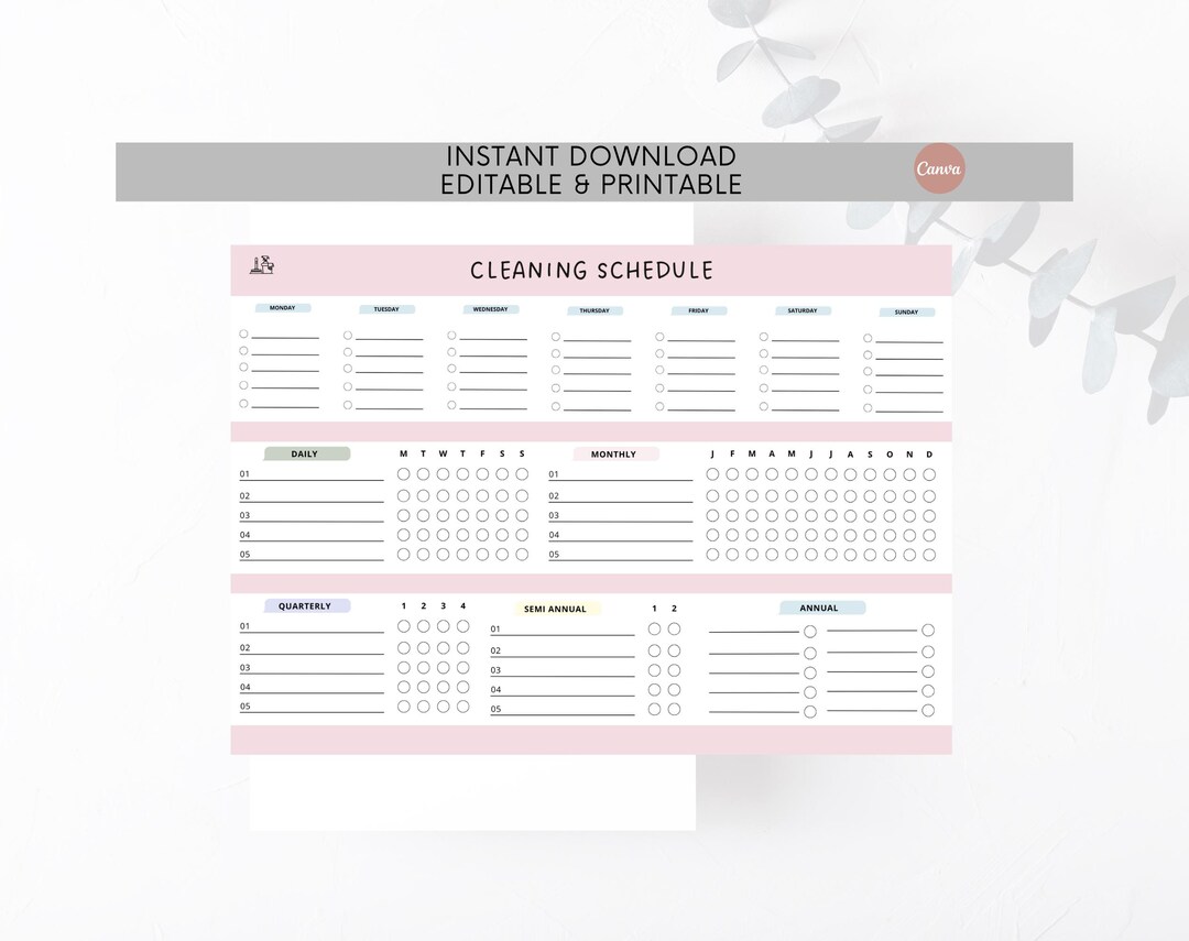 Editable Cleaning Schedule and Planner With Reward Chart, Task Tracker ...
