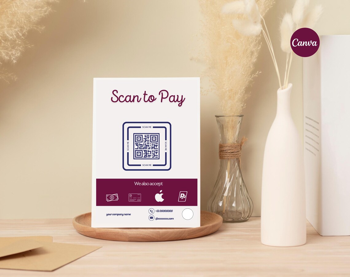Editable and Printable Scan to Pay Sign Template With Payment Options ...