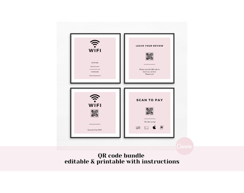 Editable and Printable Template QR Code Sign Bundle for Airbnb ...
