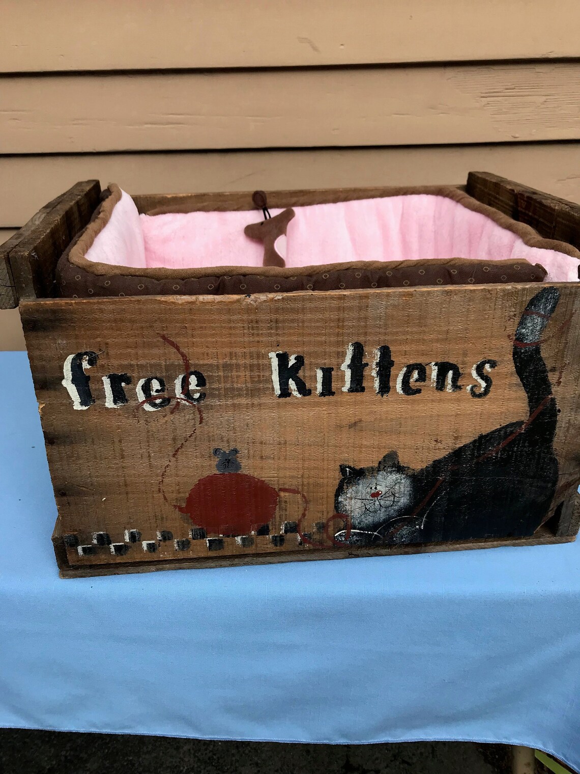 Antique Handpainted Cat Bed Wooden Crate Pet Bed Handmade Etsy