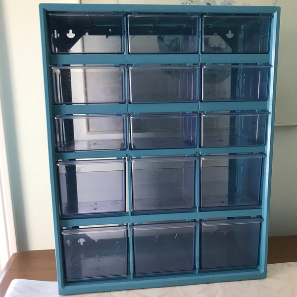 Turquoise Storage Organizer With 15 Drawers