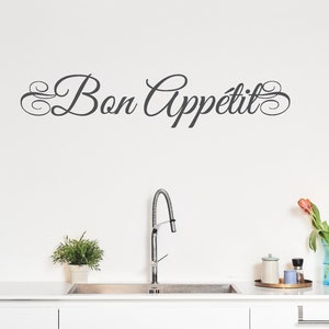 Bon Appetit decal French kitchen decor Bon Appetit wall decal Paris kitchen decor French wall decals Kitchen wall decal vinyl image 1