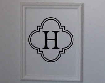 Initial decal Quatrefoil design • Letter wall decal • Frame decals • Decorative Letters for wall • Single Letter Monogram • vinyl lettering