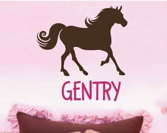 Horse wall decal Horse decal with personalized name Country wall decor Horse stickers Horse Girls bedroom Equestrian decor Horse themed room