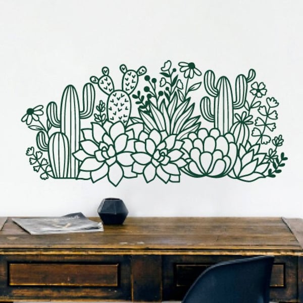 Cactus Wall Decal Etsy