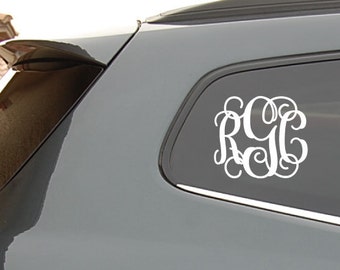 6x7 Car Monogram decal, Vinyl monogram sticker, Truck decals, Monogram letters, Cursive Script letters, Car decals for women, Auto decor