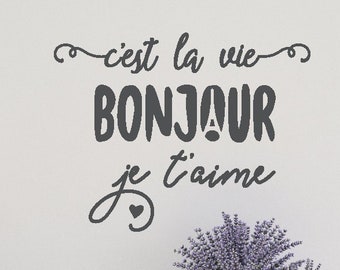 C'est La Vie | Bonjour | Je T'aime | Set 3 Words or Single decal | French Country wall art | Provence decor | Word stickers | Paris wall