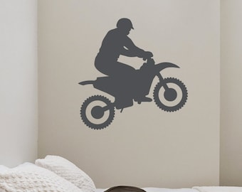 Dirt Bike wall decal, Motocross decal, Motorcycle wall sticker, Motor Cross decal, Racing vinyl decal, Teen bedroom decal, Boys wall decor