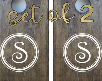 Set 2 Wedding Monogram decals for Corn Hole board • Cornhole decals • Game accessory • Decals Outdoor • Do It Yourself •  DECALS ONLY