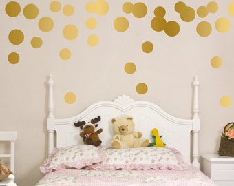 3" & 4" Polka Dot confetti decal set, 3 and 4 inch circle wall decals, Geometric pattern, Gold dot decals, Nursery decor, wall art