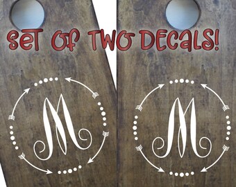 Wedding Monogram Set for Cornhole Boards • Custom Outdoor Vinyl