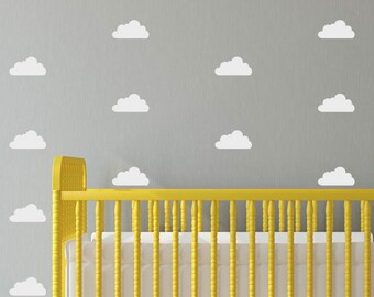 Set of Clouds decals, Puffy Cloud, Flat Clouds, Nursery wall decal, Cloud wall art Neutral nursery decor Unisex decals Kids playroom sticker