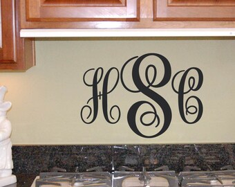 Monogram Wall Decal, Initial Decal, Three Letter Monogram, Monogram Sticker, Vinyl Lettering, Wall Decor, Wall Art