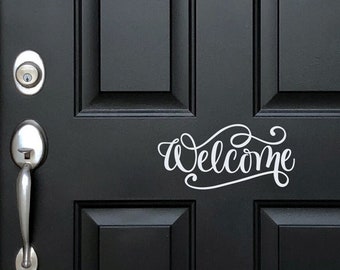 Welcome decal for front door | Doorway decor | Welcome vinyl decal | Door decals | Entryway decor | Entry door | Front hallway decor Office