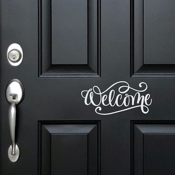 Welcome decal for front door | Doorway decor | Welcome vinyl decal | Door decals | Entryway decor | Entry door | Front hallway decor Office