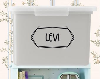 Geometric Frame Memory Box Decal, Personalized Name, Keepsake Box, Milestone Tote