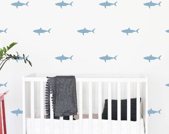 Shark wall decal set | Shark silhouette | Shark theme room | Nautical nursery decal | Sea Ocean stickers | vinyl decal pack | wall pattern