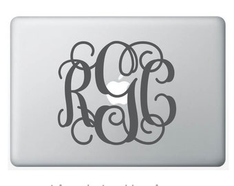 6x7 Monogram decal, Laptop stickers, Laptop monogram, Monogram for laptop, accessories, DIY stickers, Initials, vinyl lettering